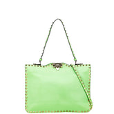 ヴァレンティノ ロックスタッズ ハンドバッグ ショルダーバッグ 2WAY グリーン ゴールド レザー レディース VALENTINO 【中古】